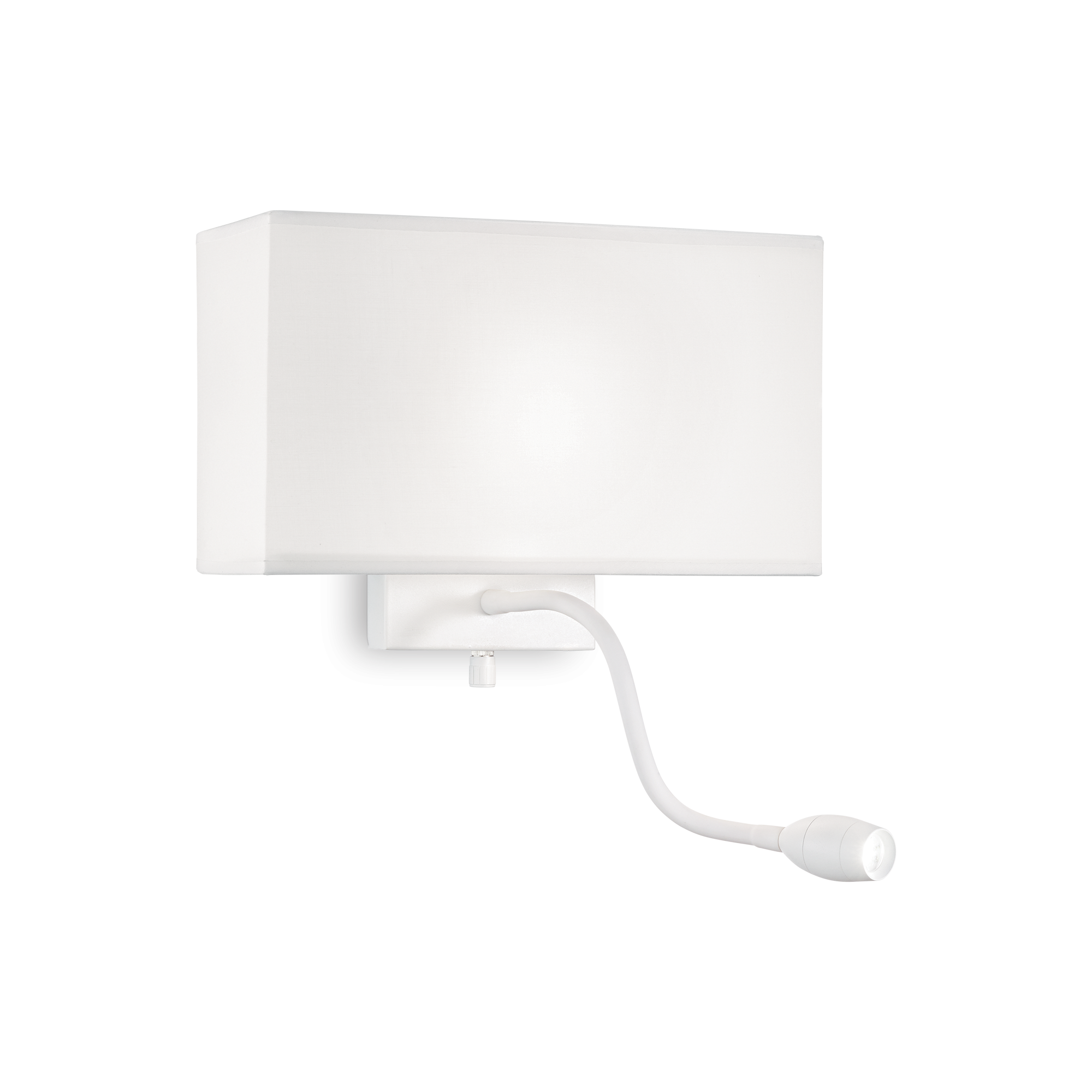Wandleuchte HOTEL AP1, E27 + LED-Spot, Stoffschirm, mit 2 Schaltern, Weiß - Bild 2