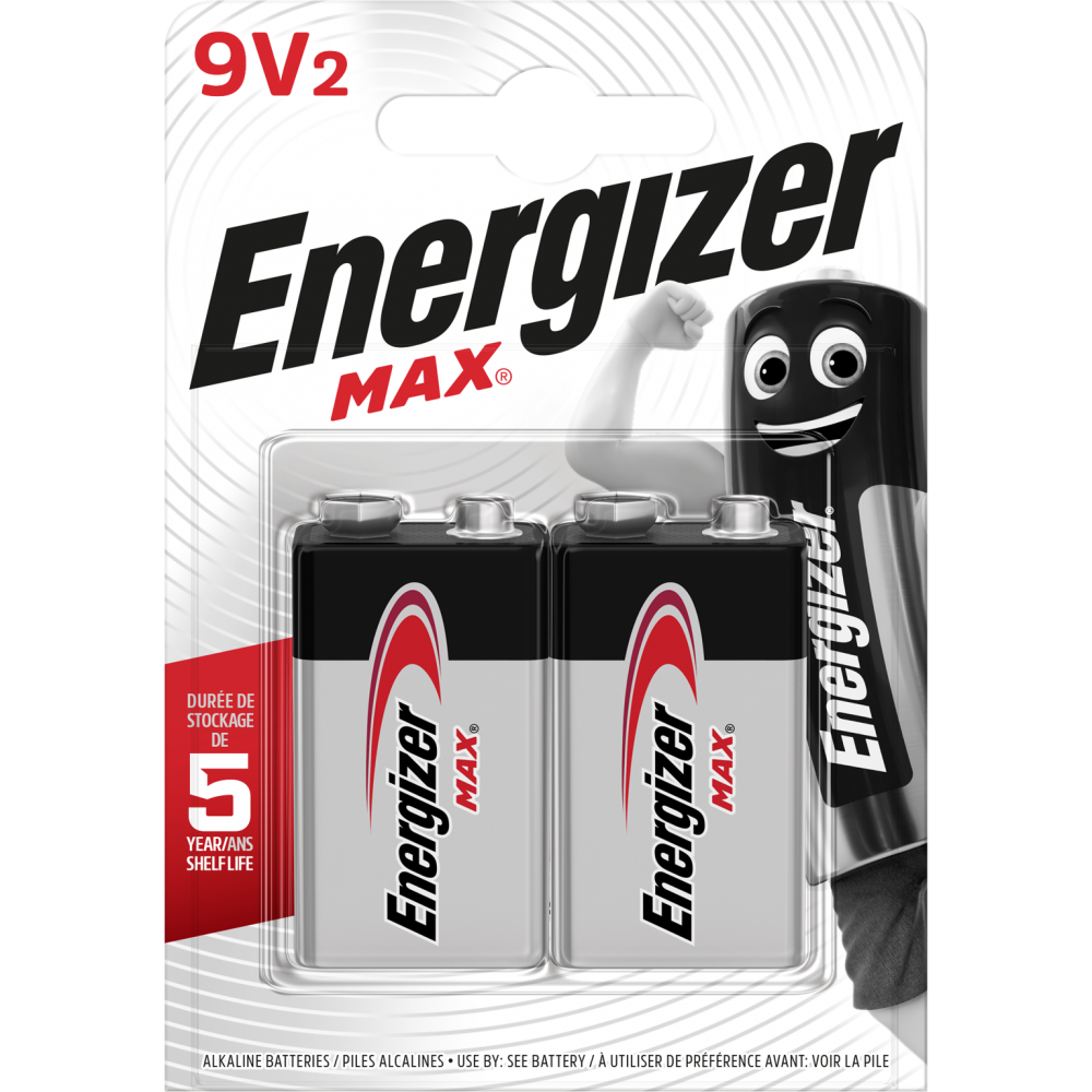 Energizer - Max Alkaline E-Block Batterie 9 V, 2Er Pack Batterien