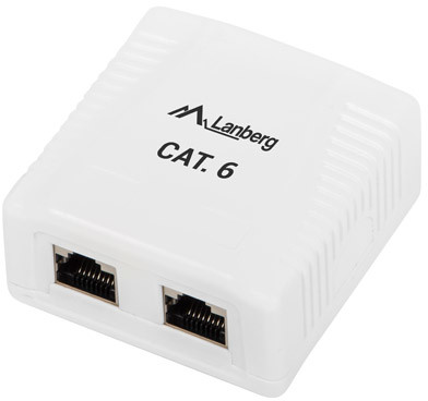 Lanberg Weiß Aufputz-Ftp-Datenbuchse 2Xrj45 Kat. 6 Os6-0002-W