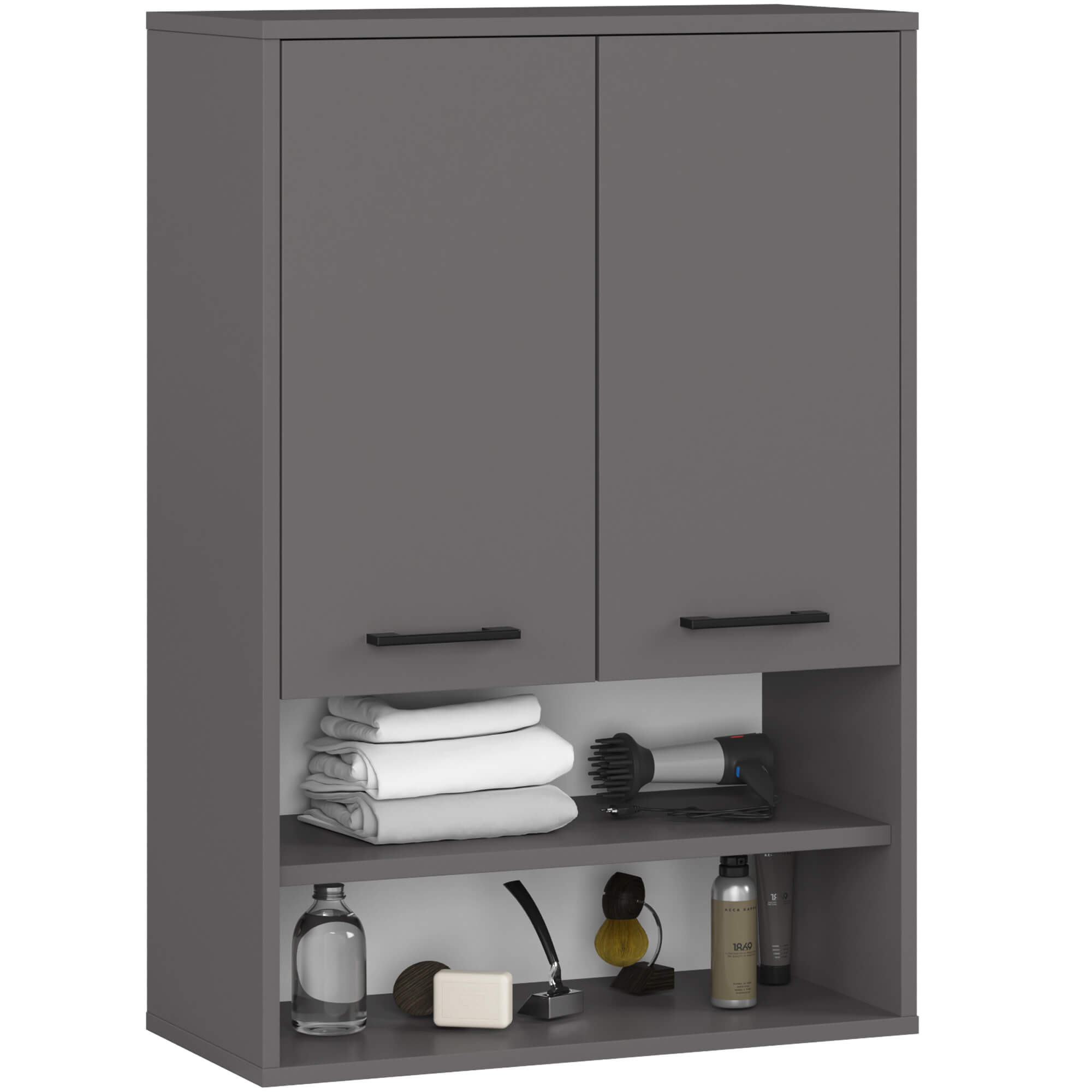 Akord - Armoire Salle De Bains Suspendue Fin Gris Graphite 64 Cm 2