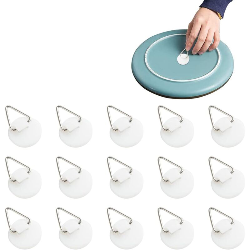 Crochet adhésif invisible pour cadre et tableau, ABS, 2,2 x 2,2 cm, lot de 15