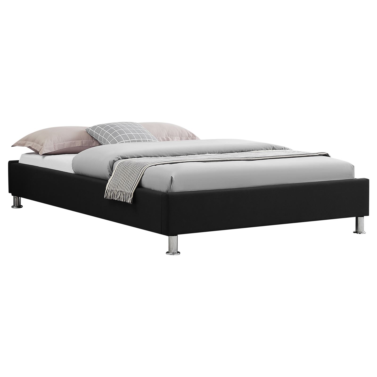 Idimex – Lit Simple Nizza Noir 120x190 Cm – Structure En Tissu