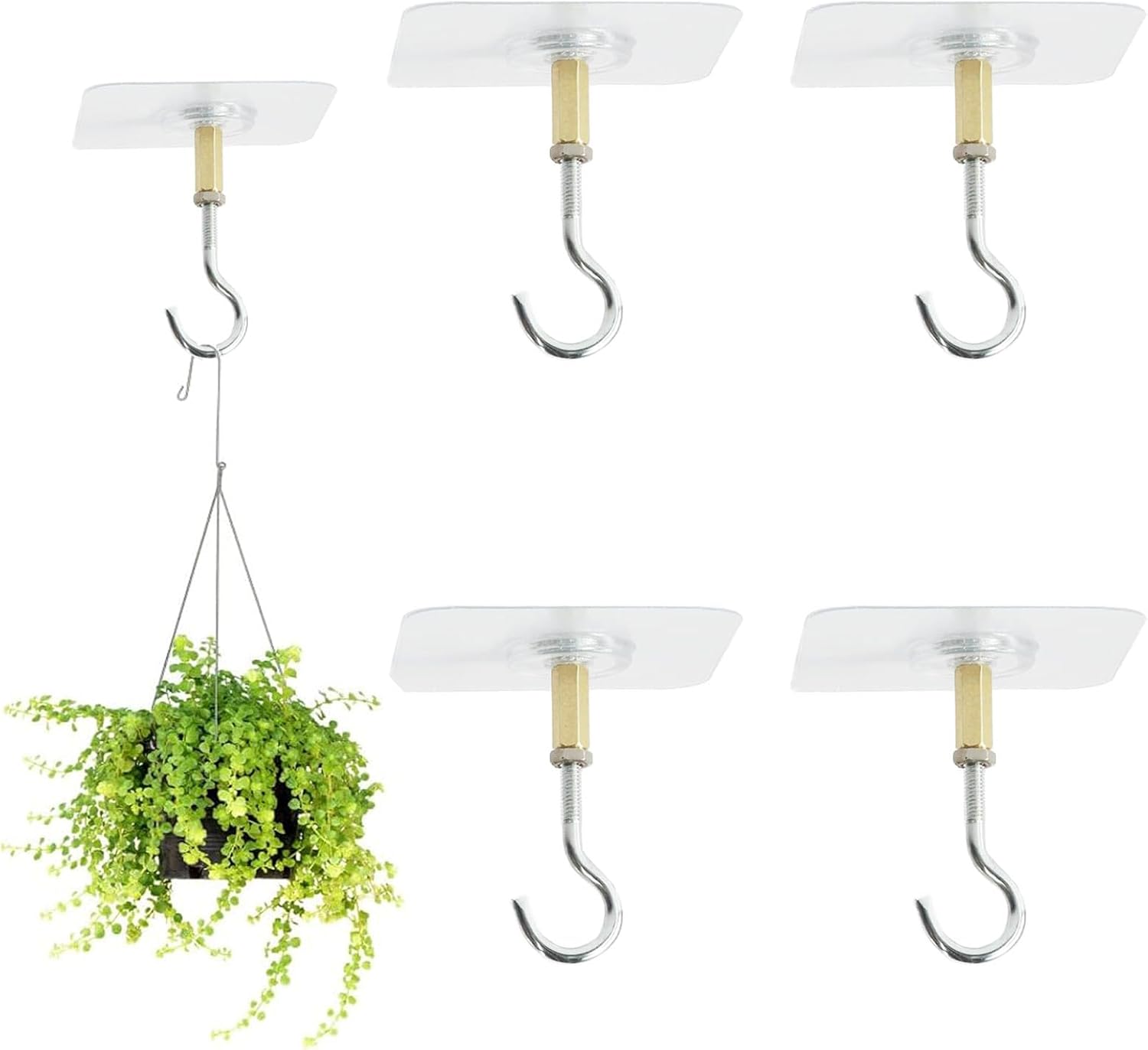 Crochets de plafond autocollants sans perçage en PVC transparent, crochets en acier inoxydable, lot de 4
