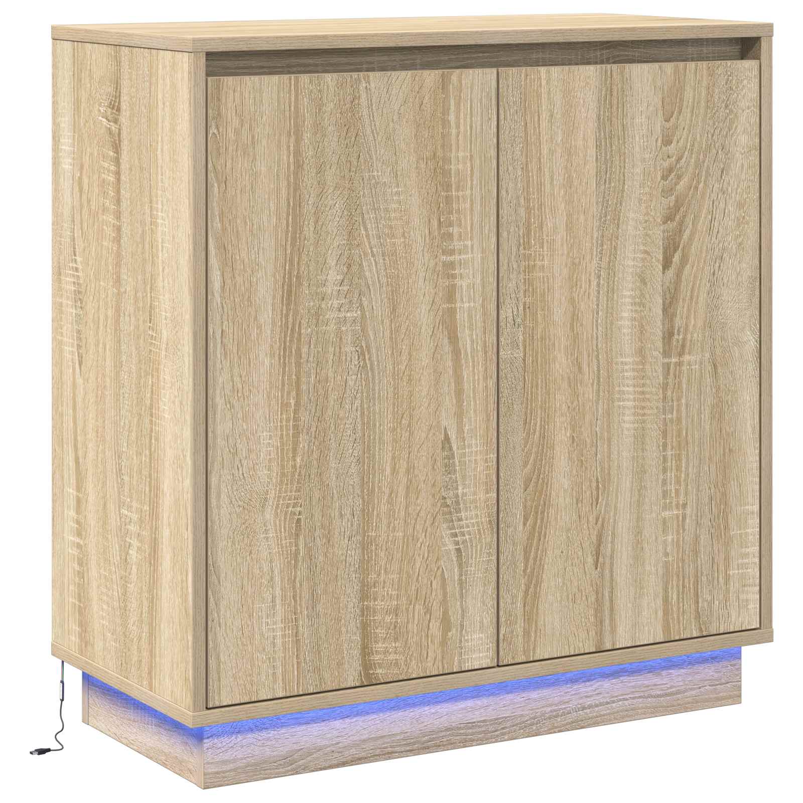 Maison La Vie - Buffet Salon Moderne - Meuble De Rangement - Led Chêne