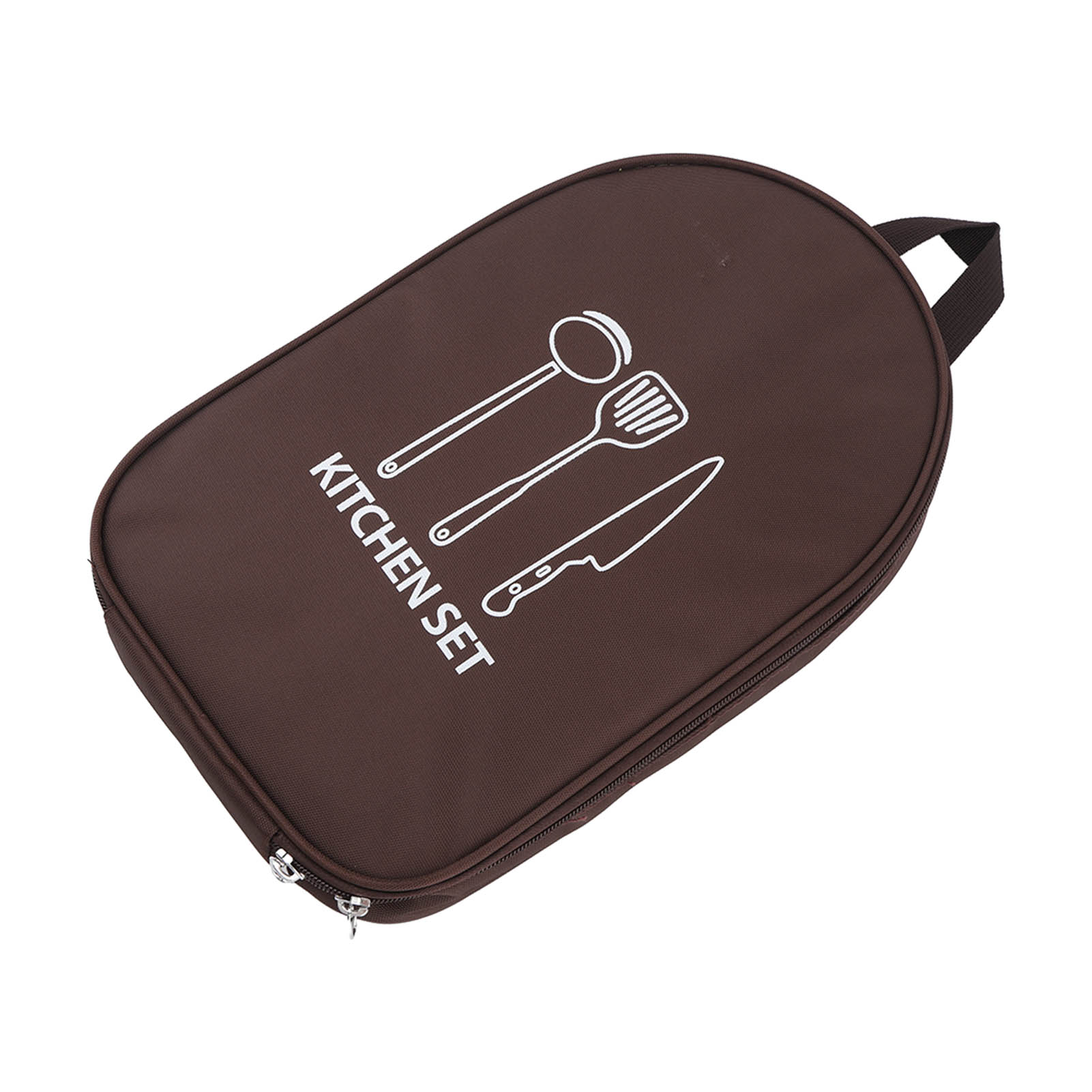 Sac à outils en toile compartimenté, pochette couteaux et ustensiles de camping, marron