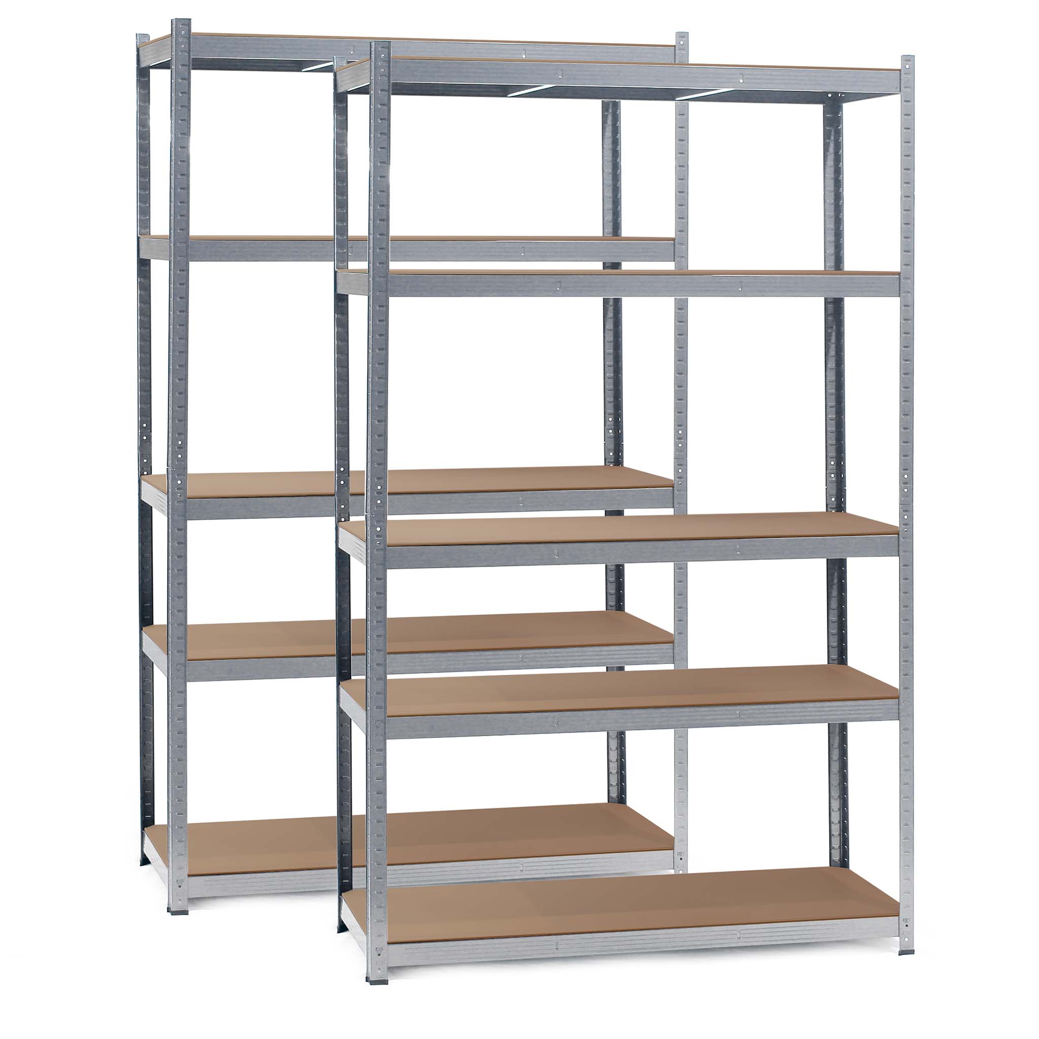 Wiltec – Étagère Charges Lourdes Emboîtable – Lot De 2 – 120x50x200cm – 5 Niveaux – Charge Max 175kg Par Niveau – Métal Galvanisé Et Mdf