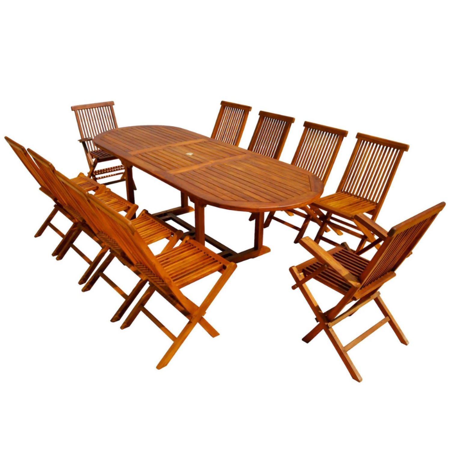 Table De Jardin Ovale 8 Chaises Et 2 Fauteuils En Teck Huilé Lubok