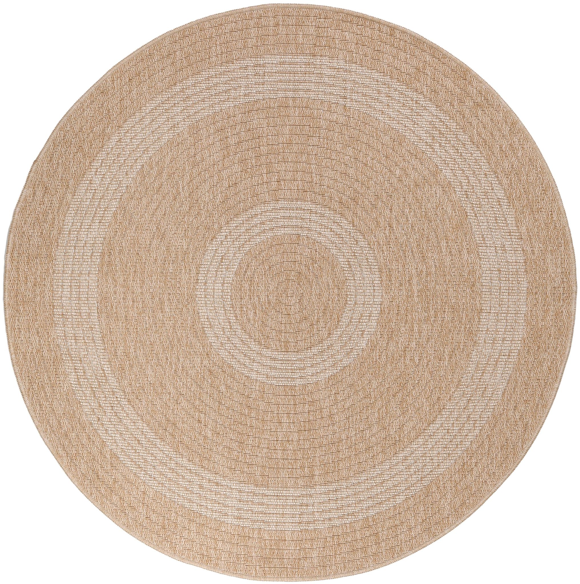 Tapis Rond Naturel Aspect Jute Beige Crème 160x160cm
