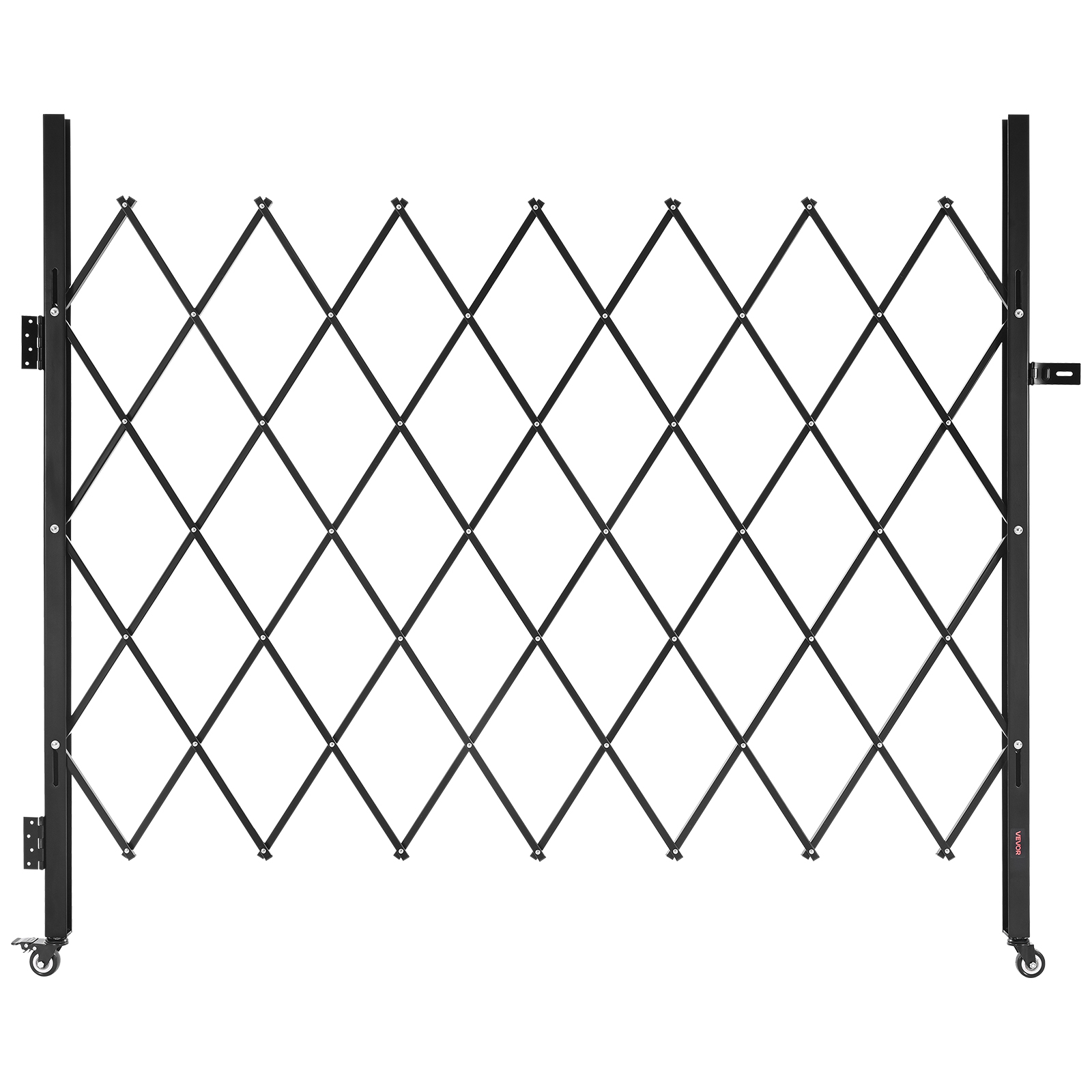 Vevor Single Folding Security Gate, Lockable Scissor Gate With 360° Swivel Casters, Outdoor Barricade Steel Retractable Gates, For Entry Security,