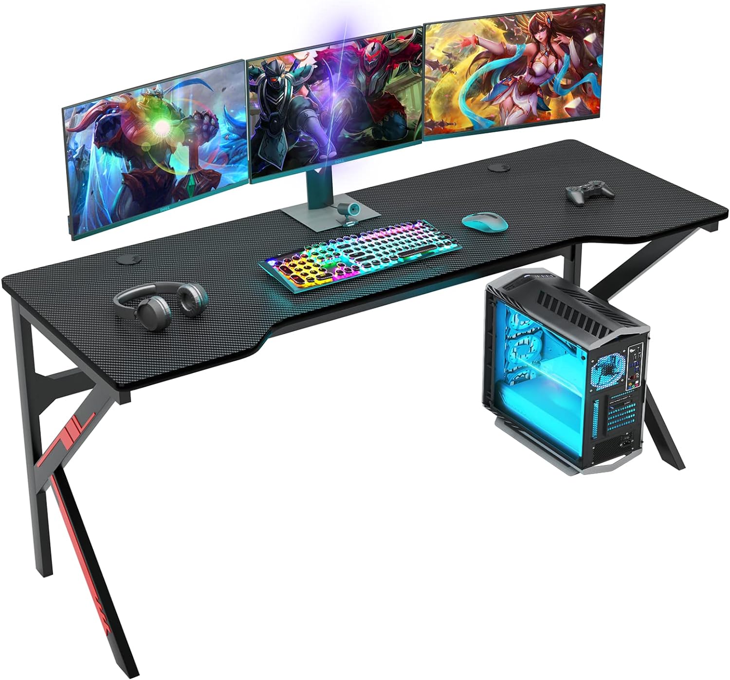 Soges - Bureau Gaming 160cm Informatique Ordinateur Gamer Pro Bureau De