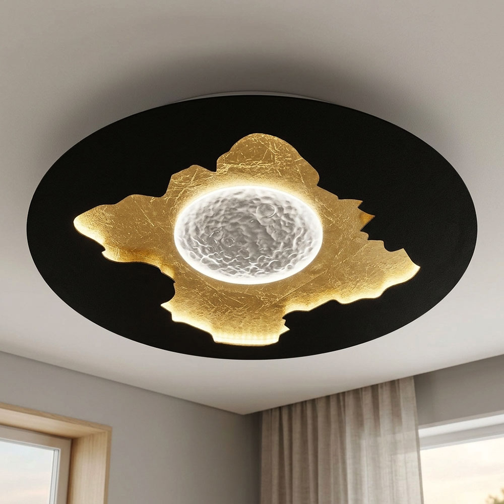 Led Deckenlampe Deckenleuchte Wohnzimmerlampe Dimmbar Schwarz Metall Ø 45 Cm