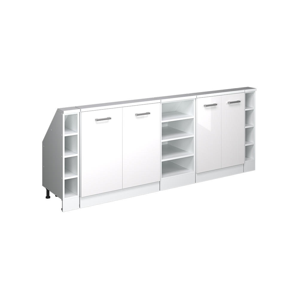 Küchenschrank Für Dachschrägen R-line, Weiß Hochglanz/weiß, 210 Cm 5er Set, Vicco
