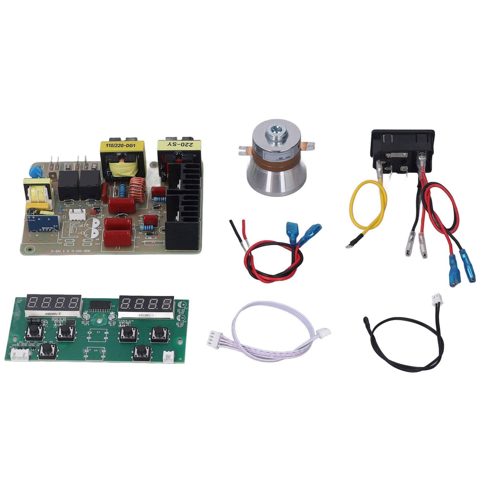 Carte pour nettoyeur à ultrasons 60 W, 40 kHz, 110/220 V, PCB et acier inoxydable, panneau tactile et agitateur inclus