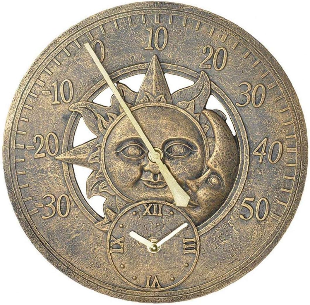 Jardin Thermomètre Extérieur Horloge Vintage Mur Horloge De Station De