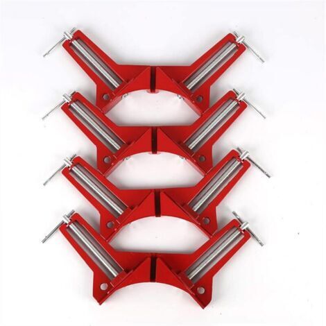 Pinces à angle droit 90° aluminium, serrage 77 mm, mâchoire rotative, lot de 4