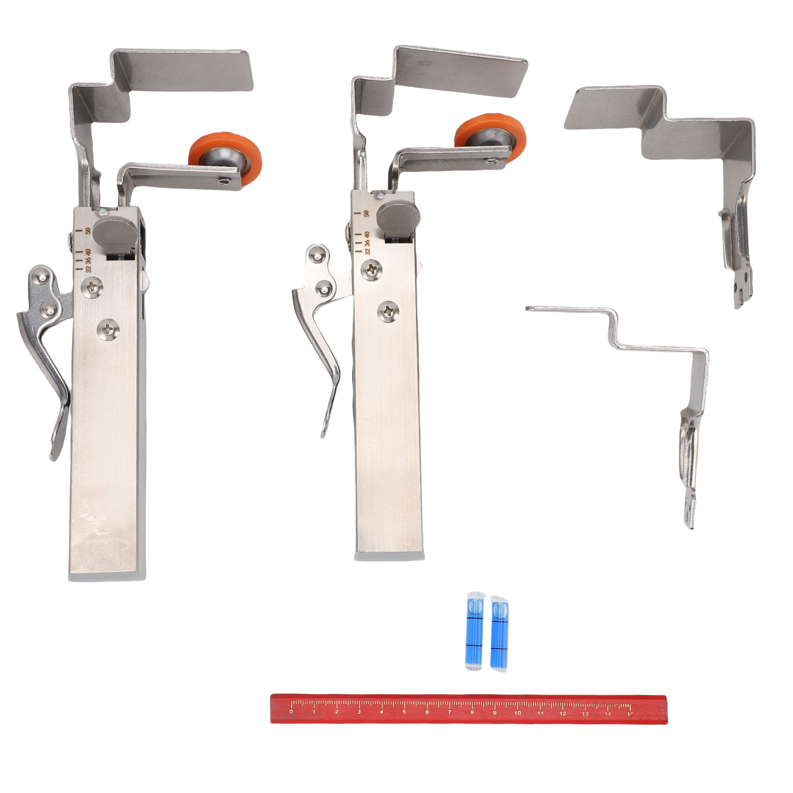Pince de fixation pour façade de tiroir réglable, kit avec niveau à bulle et crayon, 2 pinces