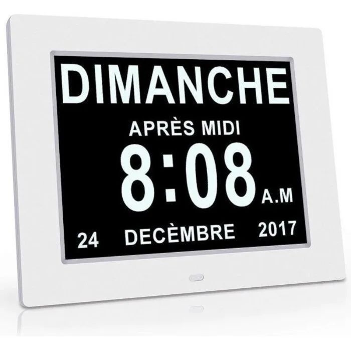 Horloge Calendrier 7 Pouces - Auto Dimming - Blanc