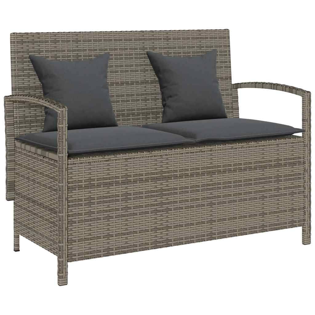 Banc De Rangement De Jardin Avec Coussin Gris Résine Tressée - Vidaxl