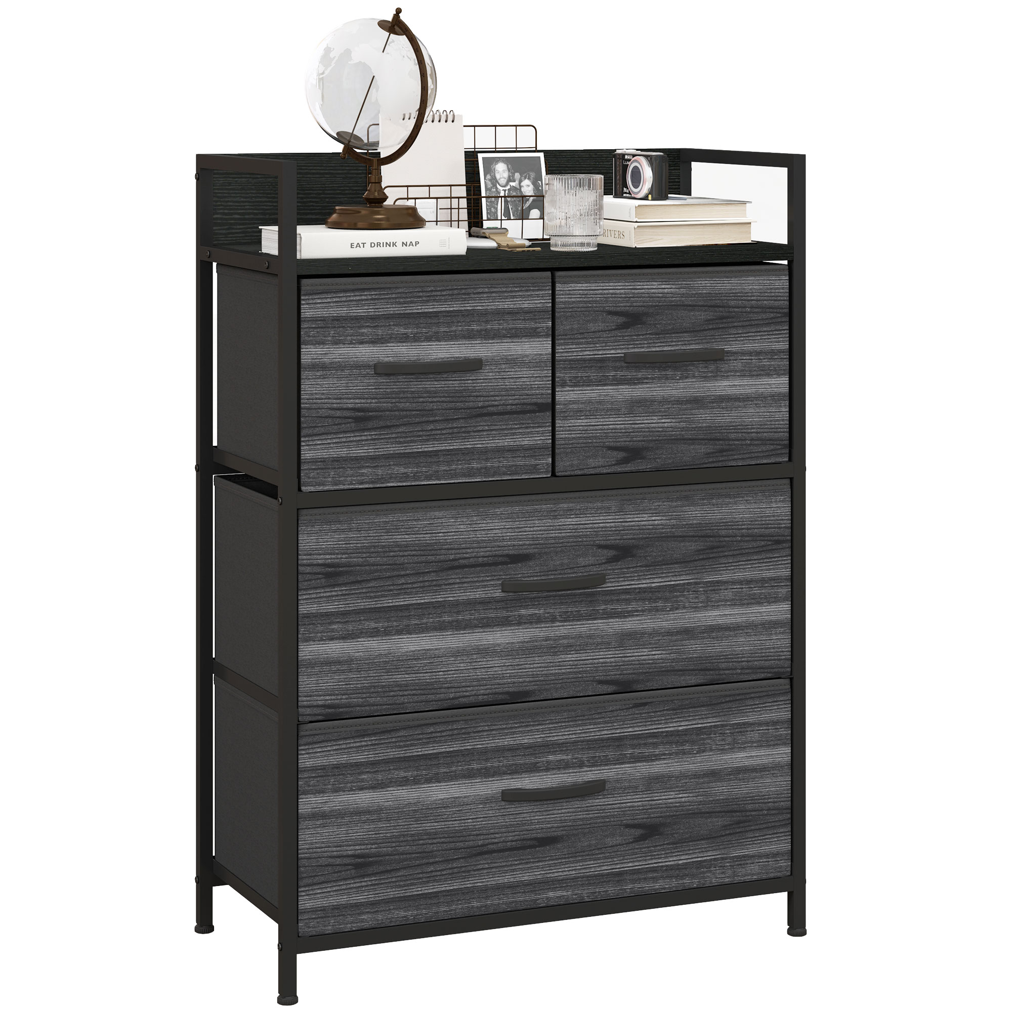 Commode, En Tissu, Noir, Pour Maison Et Usage Quotidien