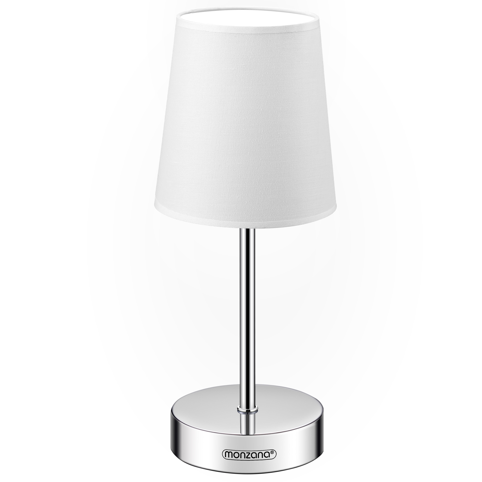 Monzana - Bedside Lamp Chrome With Fabric Shade E14 15w Living Room Table Lamp Office Metal White
