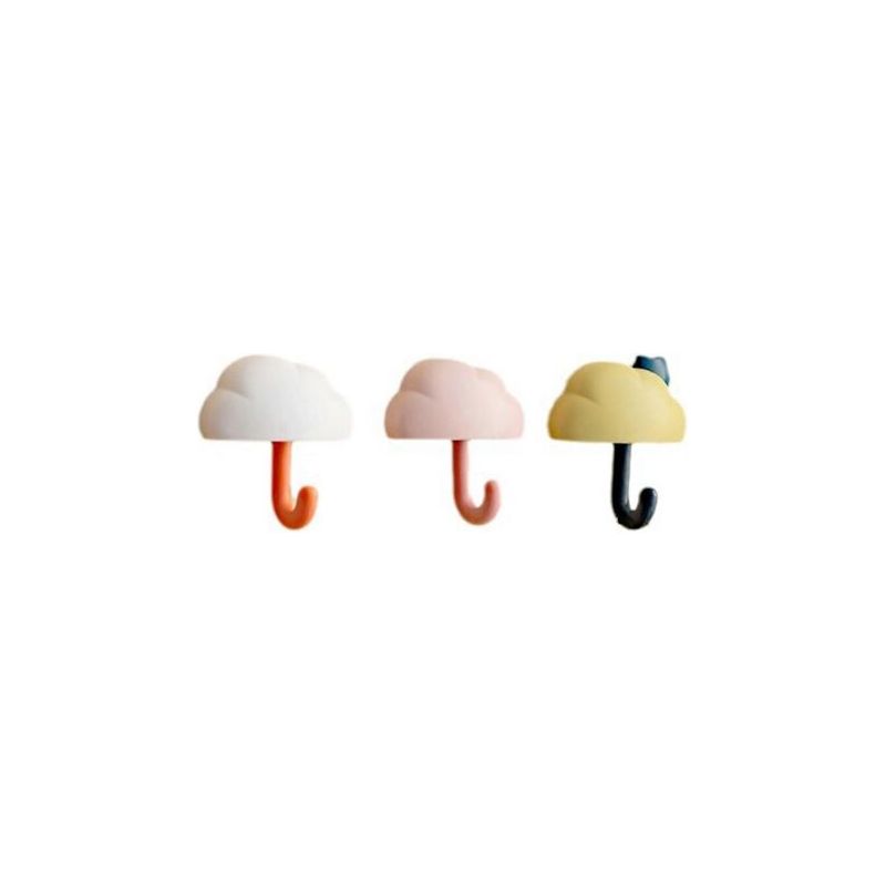 Crochet adhésif en forme de nuage en plastique, fixation murale sans perçage, lot de 3