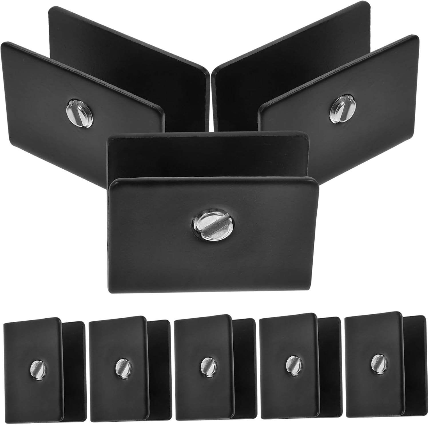Support d'angle pour miroir sans cadre en acier inoxydable, noir, lot de 8