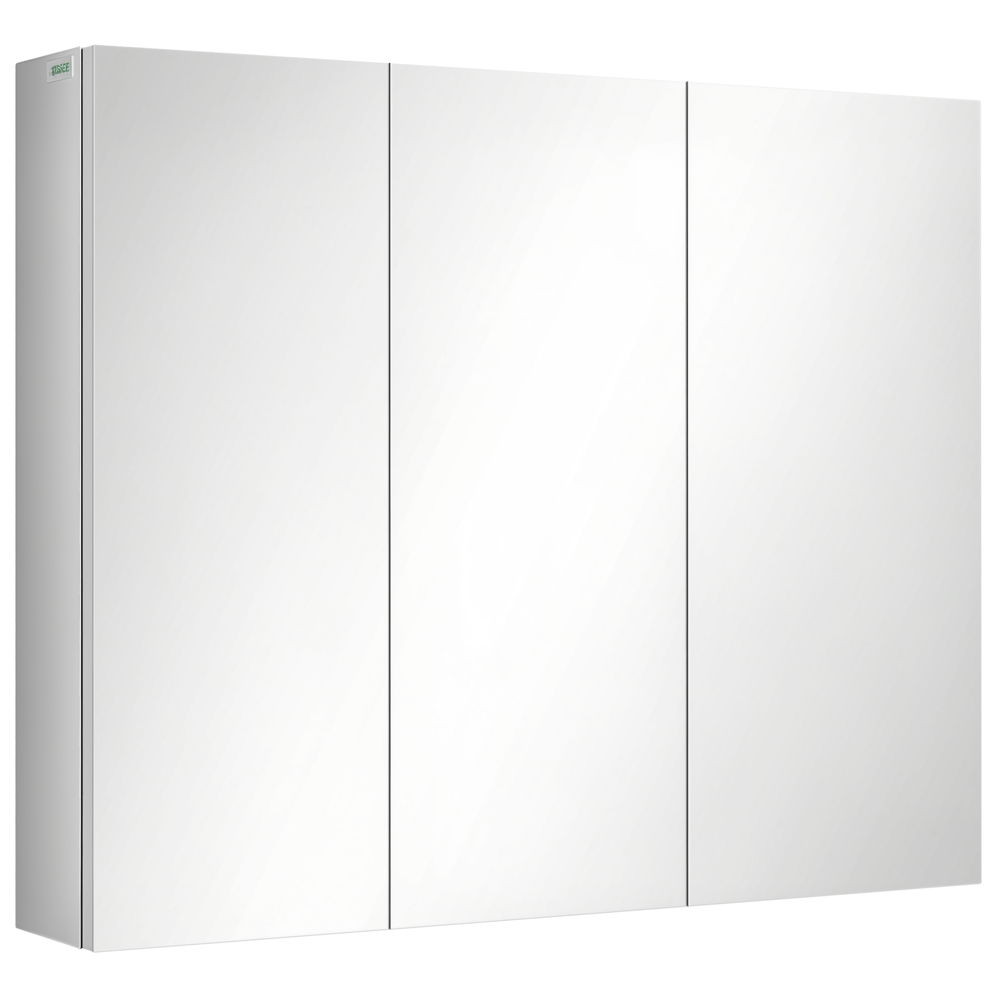 Kleankin - Spiegelschrank, Badezimmerschrank Mit 3 Glastüren, Hängeschrank, Aufbewahrungsschrank Mit 5 Ablagen, Badschrank, Wandschrank, Edelstahl, Silber, 70 X 12 X 55 Cm