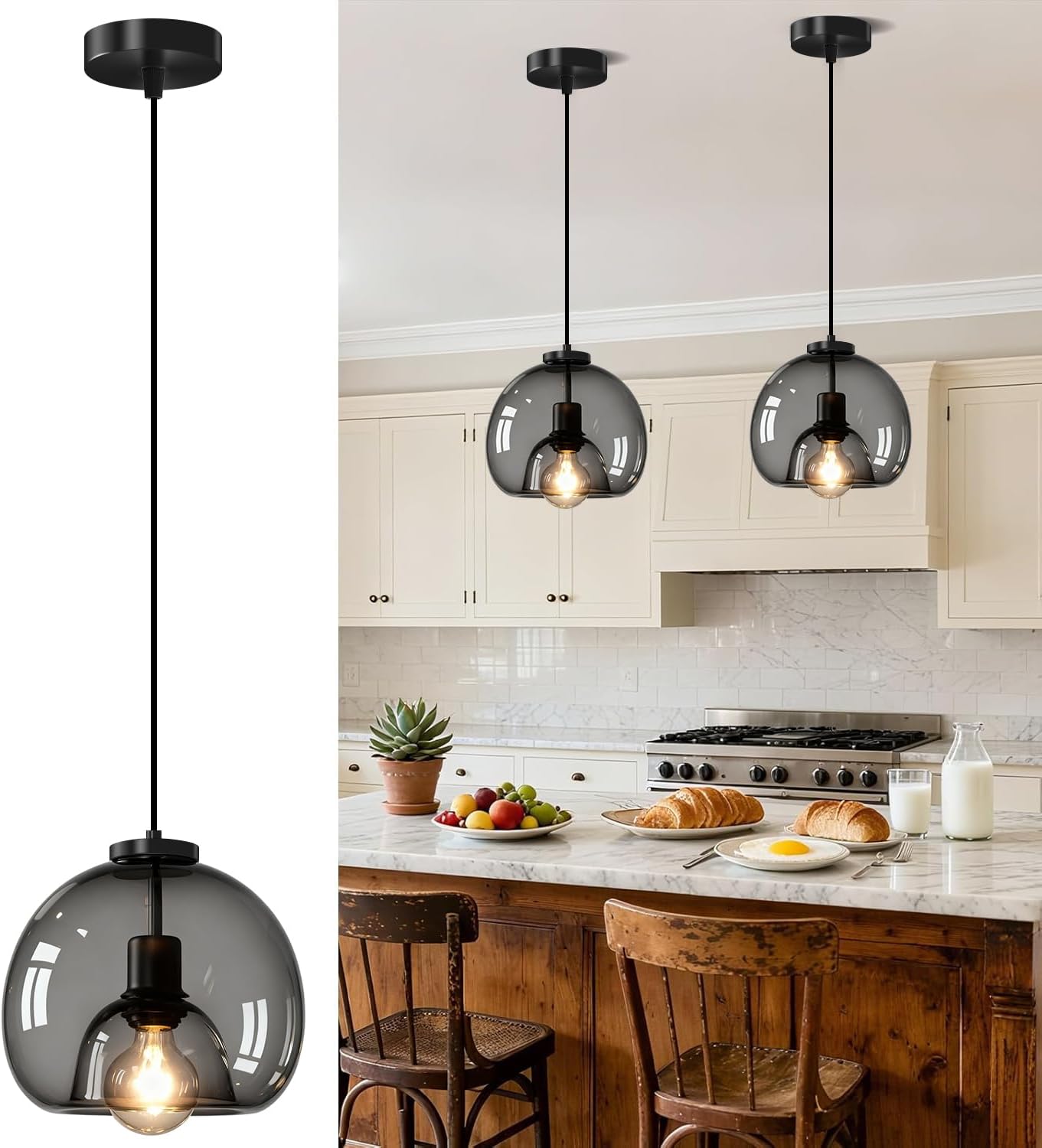 Suspension Luminaire En Verre Vintage