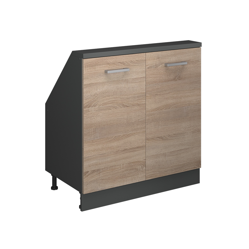 Küchenschrank Für Dachschrägen R-line, Sonoma/anthrazit, 80 Cm Mit 2 Türen, Vicco