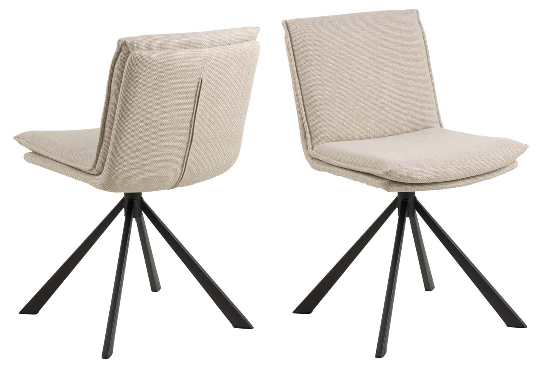 Act Nordic Beige Flynn Esszimmerstuhl Mit Drehfunktion, Stoff Und Schwarzer Stahl - Image 3