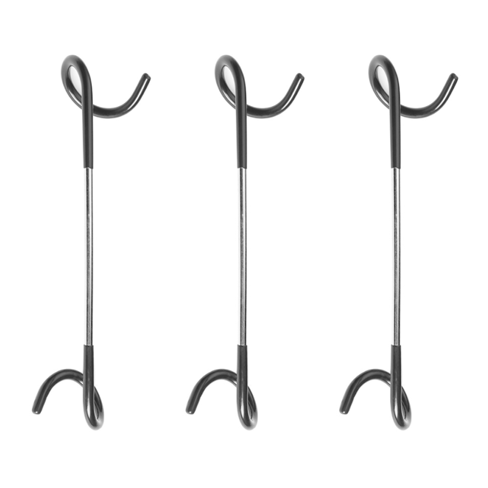 Crochet de fixation à spirale pour poteau et branche, manchon caoutchouc, noir, lot de 3