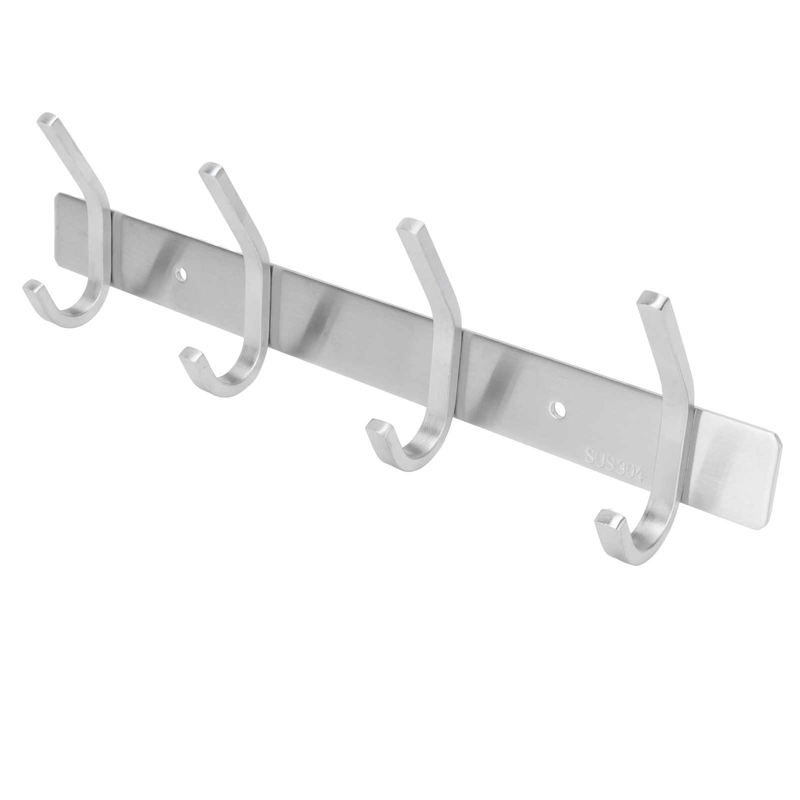 Crochets muraux en acier inoxydable brossé, design simple, lot de 4