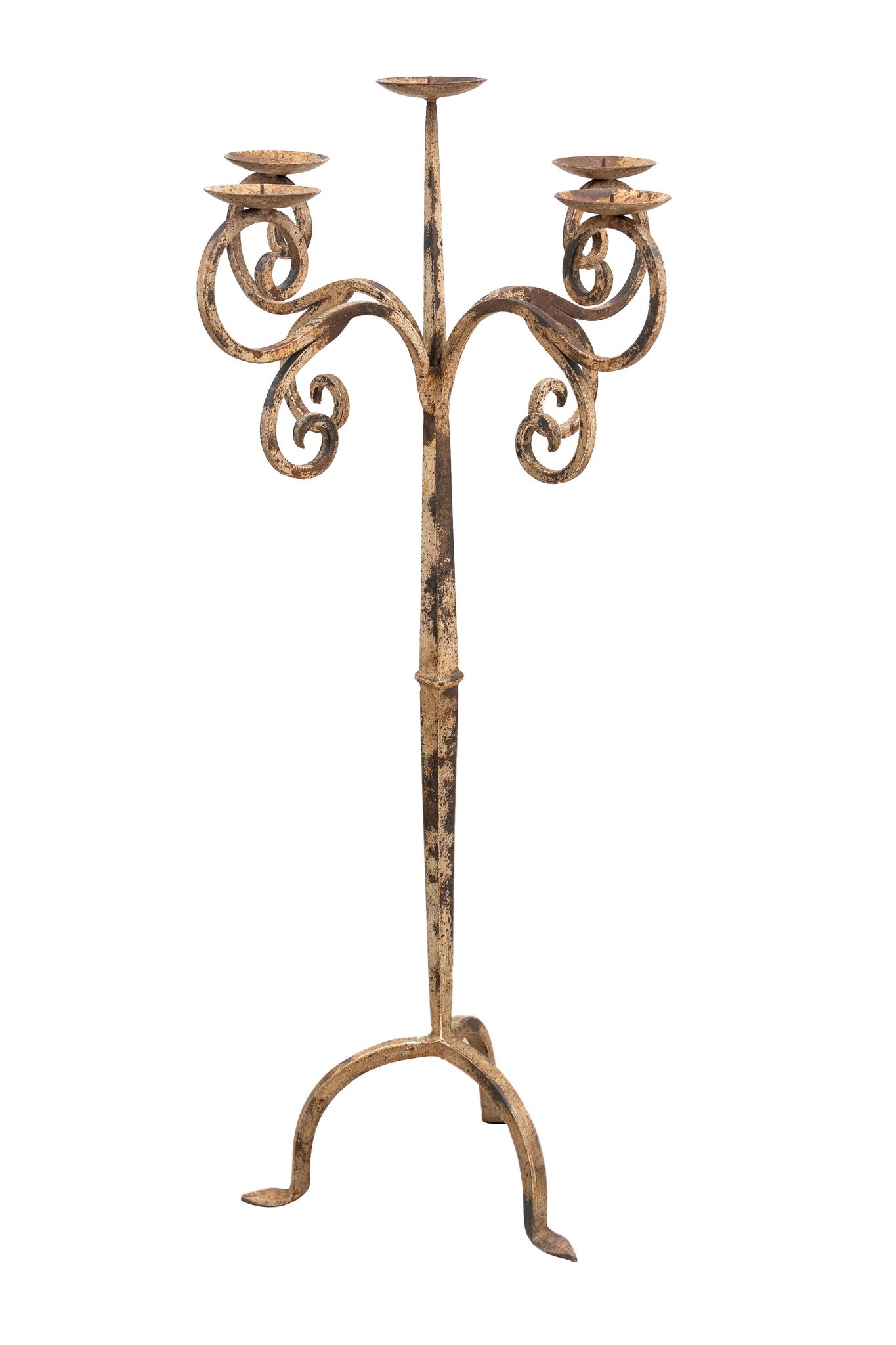 Biscottini Kerzenständer Stehleuchte In Schmiedeeisen Handgefertigt Antik-Weiß Finish L49xpr49xh94 Cm 3000005186508
