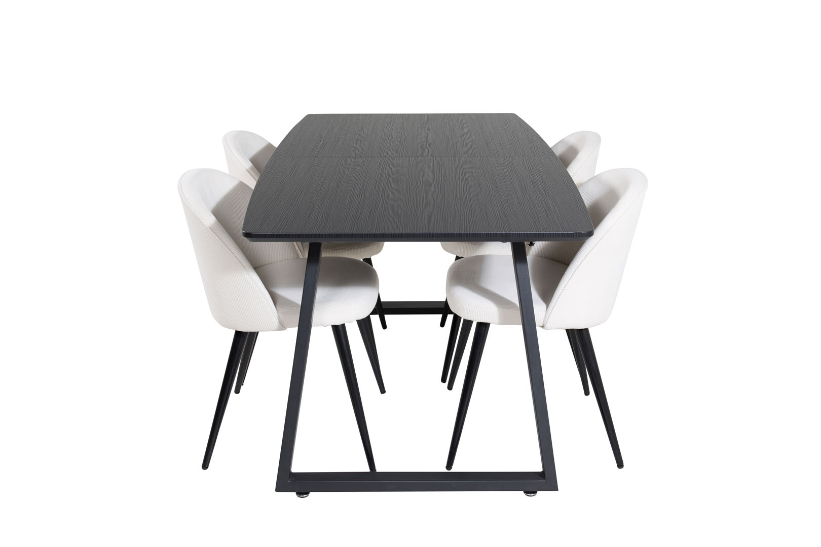 Ebuy24 Incablbl Essgruppe Esstisch Ausziehbarer Tisch Länge Cm 160 / 200 Schwarz Und 4 Velvet Esszimmerstühle Samt Beige, Schwarz.