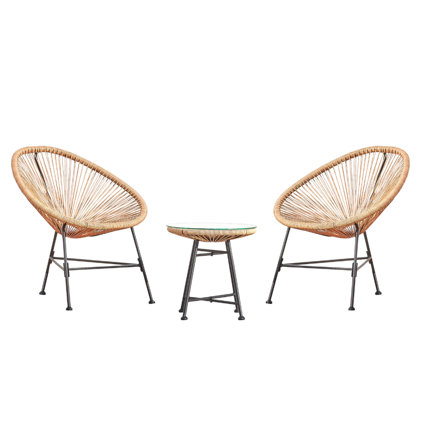 Concept-usine - Acapulco - Ensemble De 2 Fauteuils Et Table Basse Beige