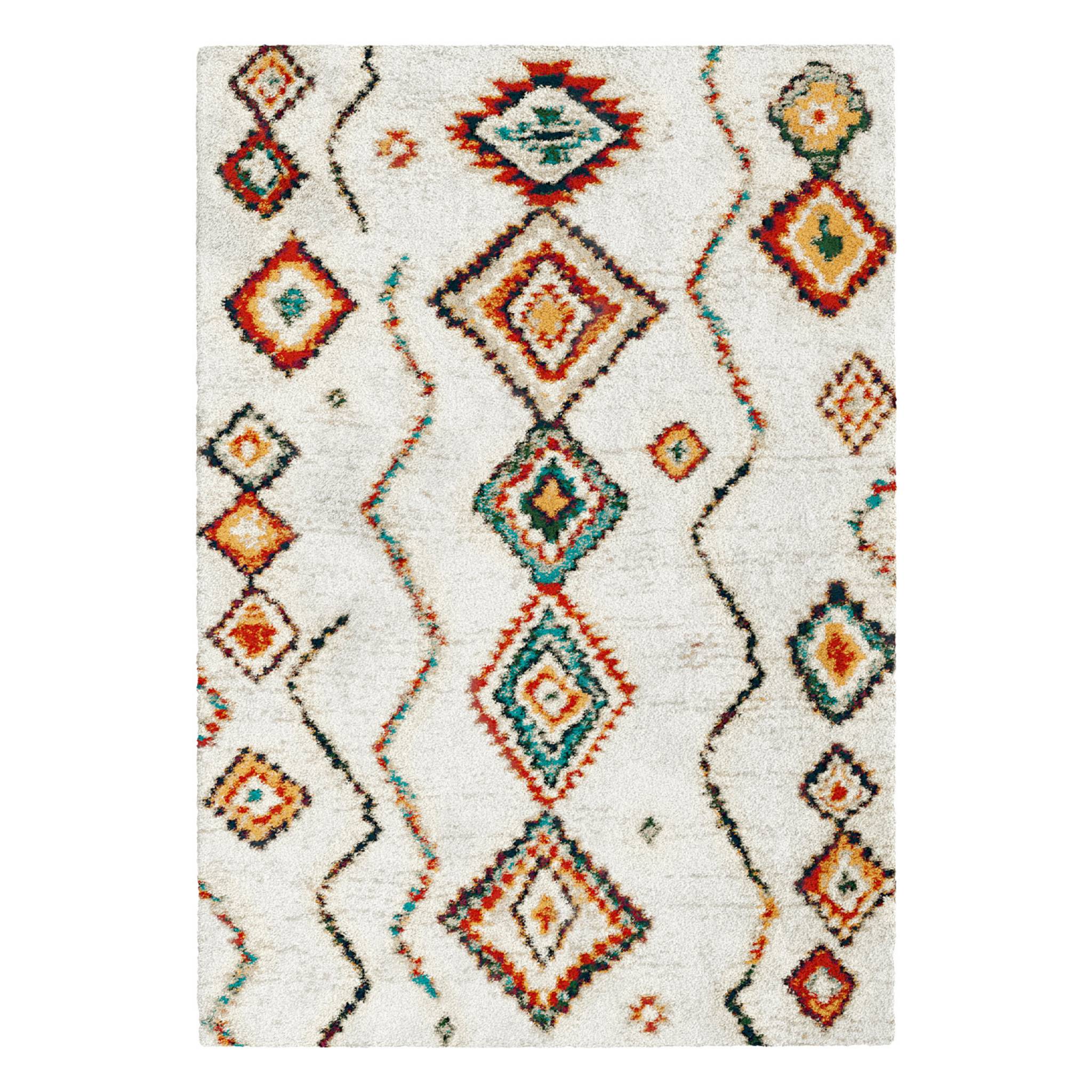 Sweeek - Interior Shaggy Rug, Cream And Multicoloured, Maggie, 230x160x3 Cm