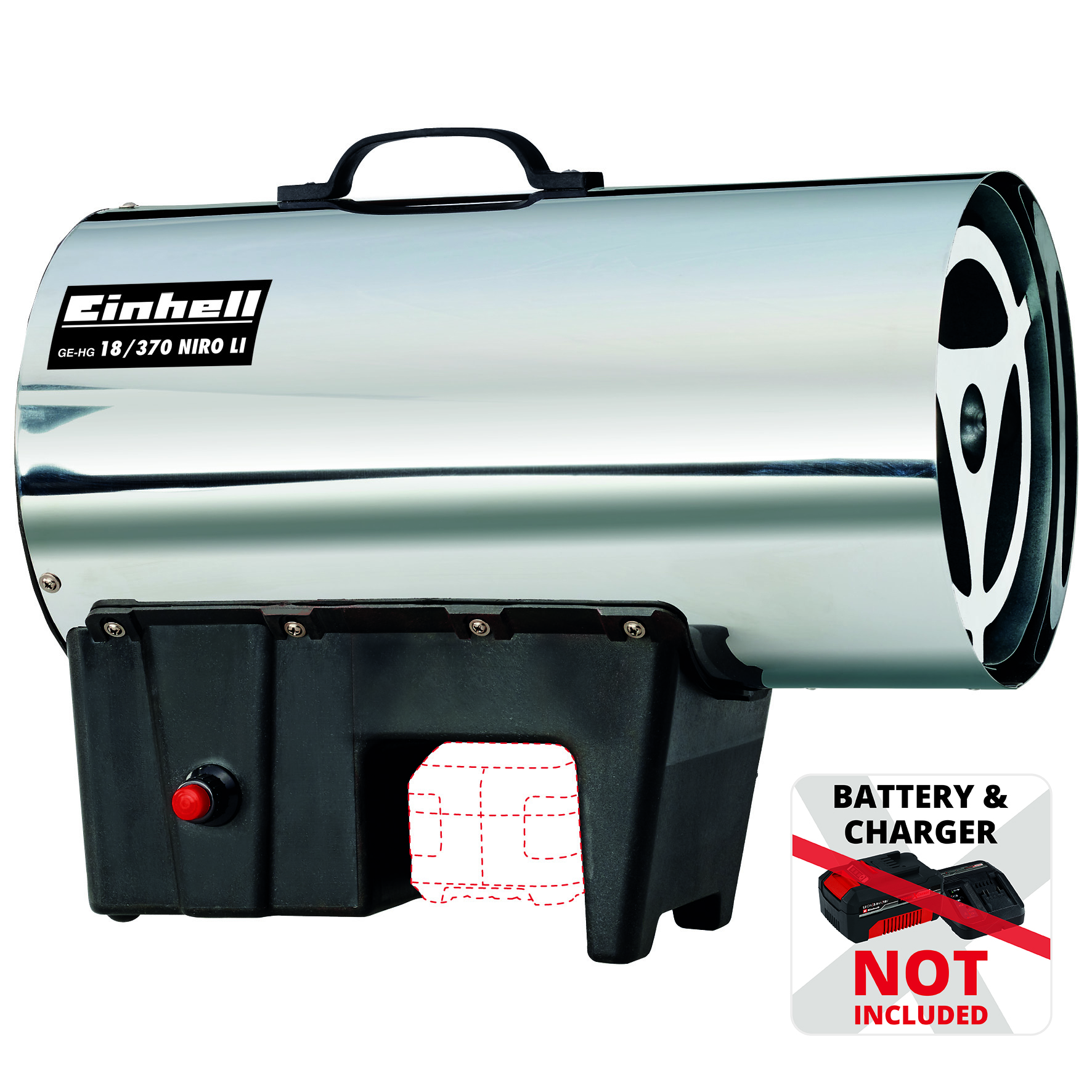 Einhell Silberfarben Schwarz Heißluftgebläse "Ge-Hg 18/370 Niro Li-Solo" Power X-Change Ohne Akku von Baur - Image 4