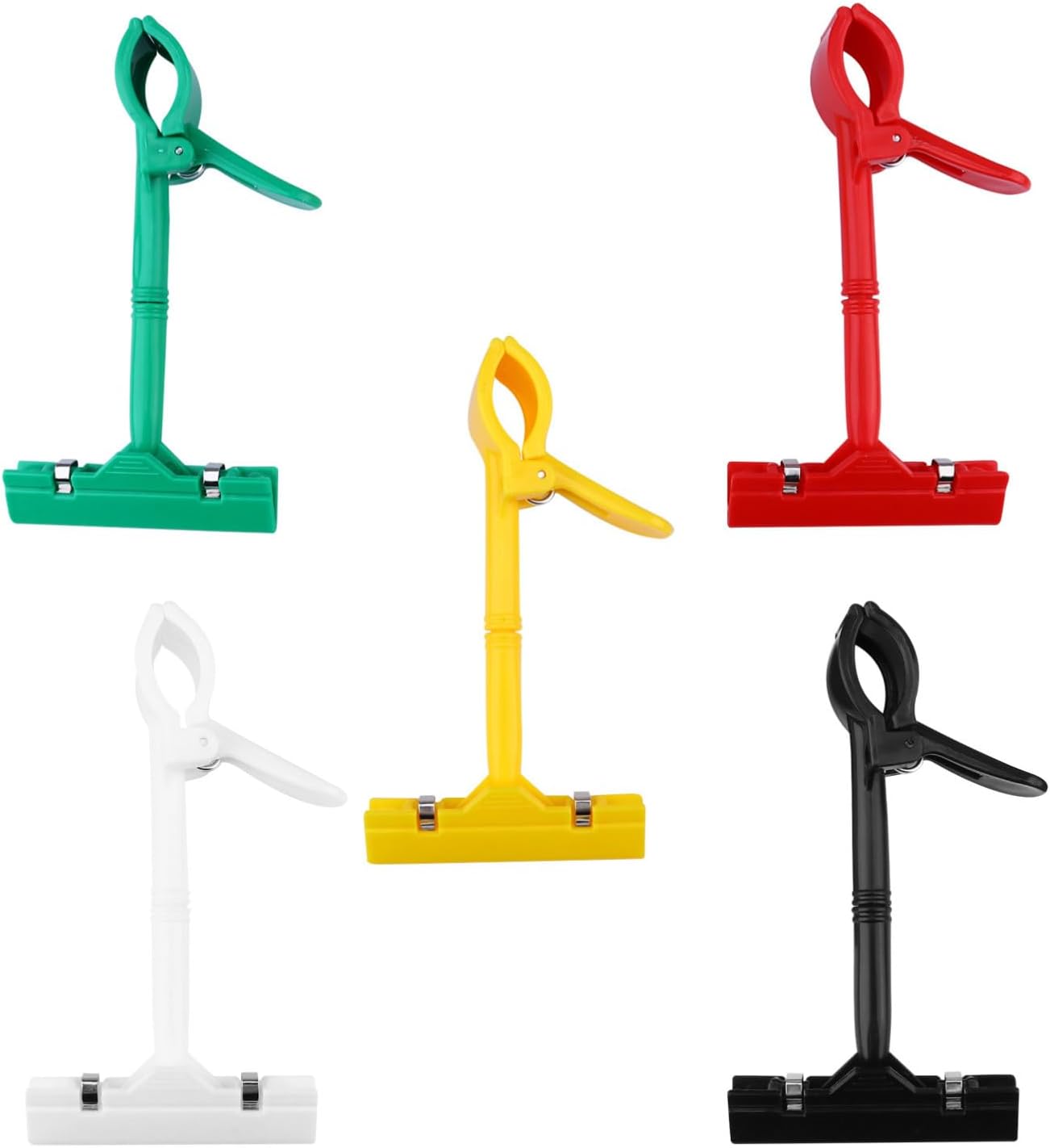 Pinces rotatives en plastique pour porte-étiquettes et afficheurs, blanc, lot de 5