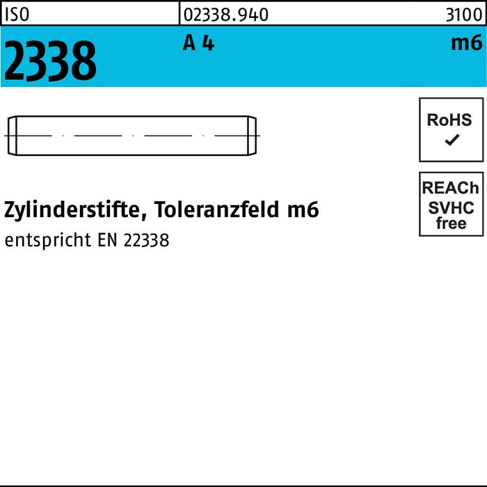 Oem Zylinderstift Iso 2338 12 M6 X 20 A 4
