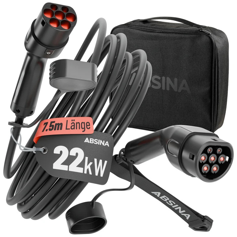 Absina Schwarz Elektroauto Ladekabel, Ladekabel (Typ 2, 22 Kw, 32 A, 7.50 M) - Image 3