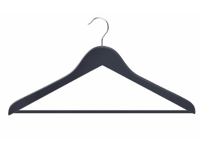 TrendLine Kleiderbügel mit Steg 3 Stück Holz schwarz - Image 2