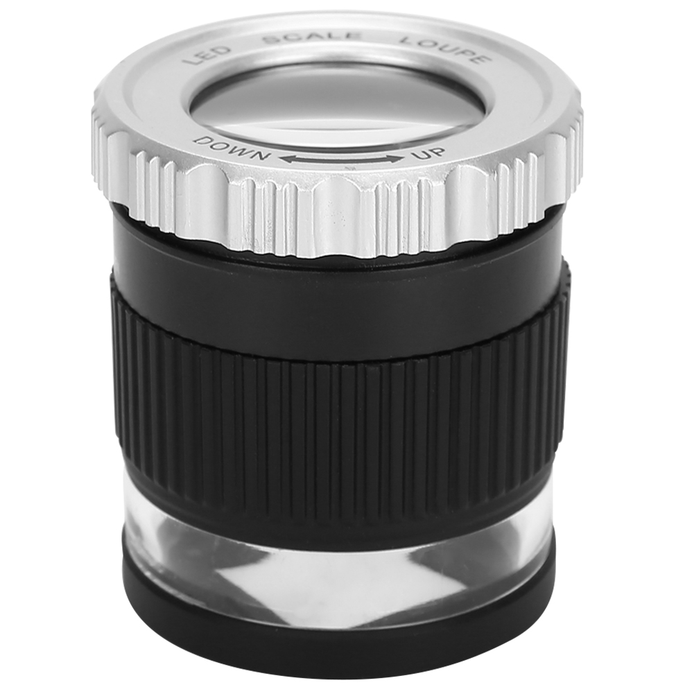 Loupe optique à main 30x, lentille 30 mm, échelle intégrée, 3 LED et 3 UV, étui cuir