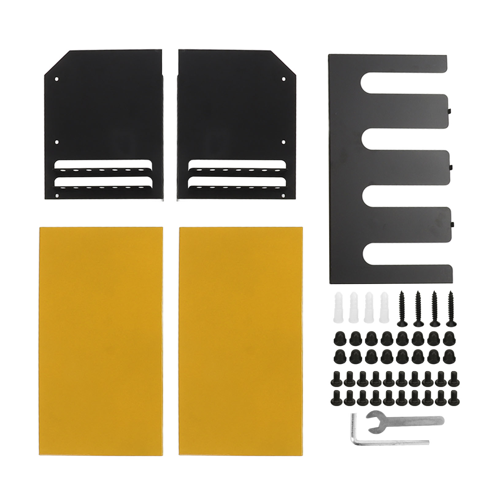 Support mural pour perceuse 4 emplacements en fer, porte-outil d'atelier, jaune, 8 composants