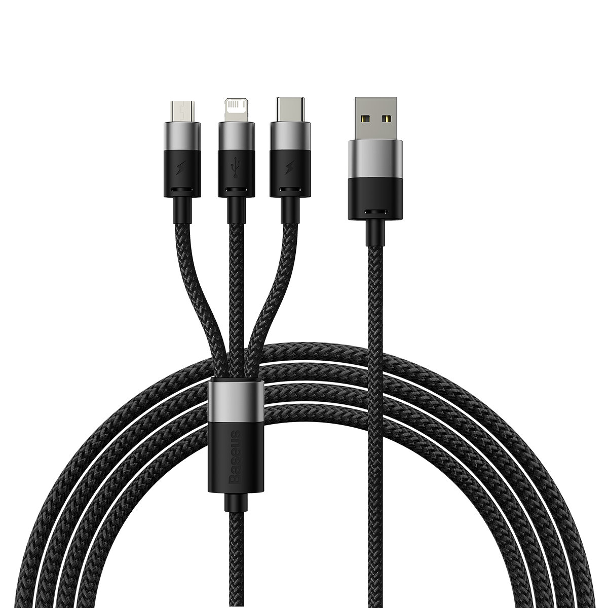 Baseus Schwarz Ladekabel Usb-A - Lightning / Microusb / Usb-C Starspeed 3In1, 20W, 1.2M, Caxs000001 - Bild 5