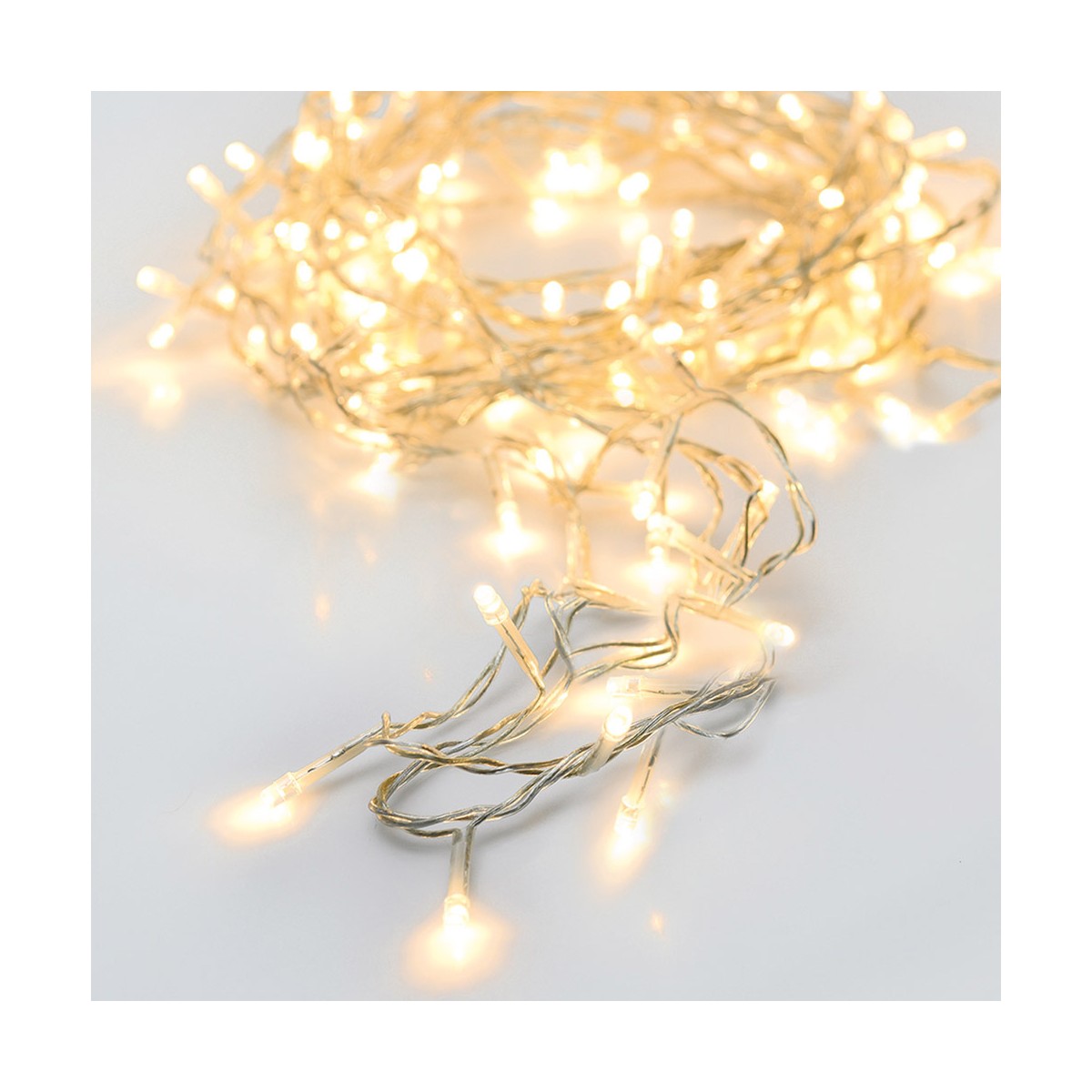 Ghirlanda Multifunzione A Batteria 96 Led Cavo Trasparente Luce Bianca Calda 7,5 M