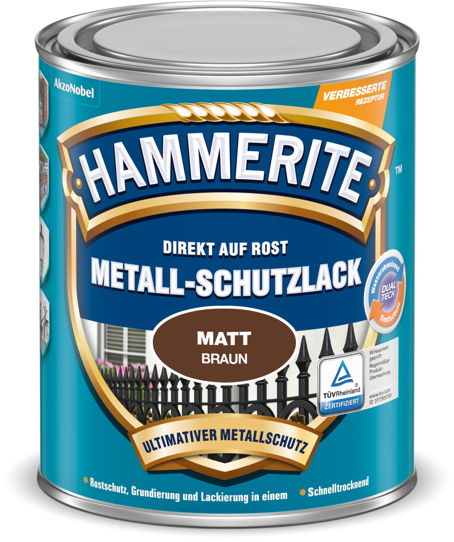 Hammerite Metall Schutzlack Matt Braun 750 Ml