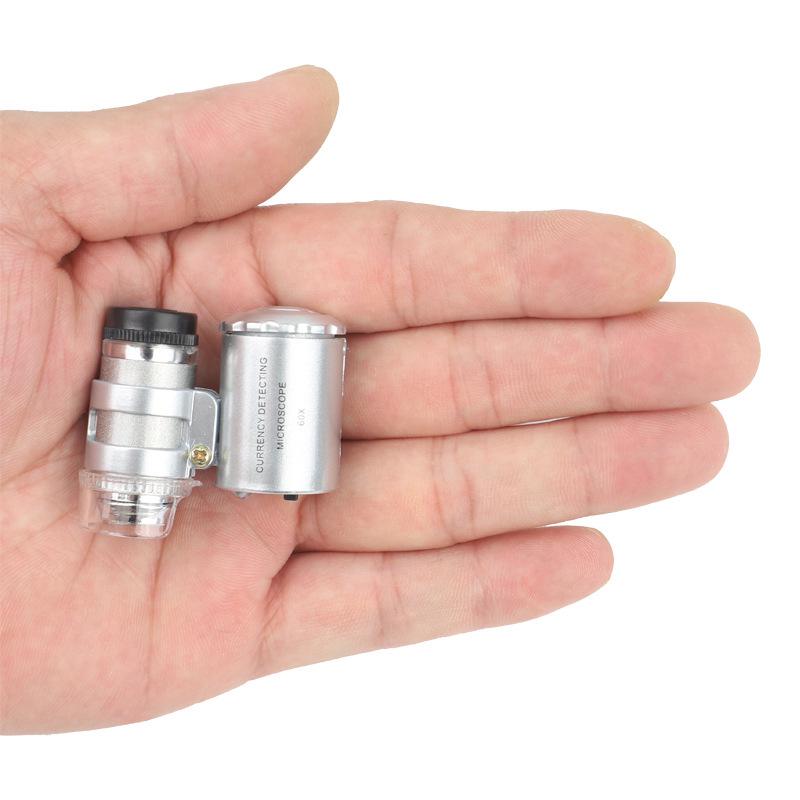 Loupe de bijoutier 60x avec éclairage LED et UV, plastique ABS, lot de 2