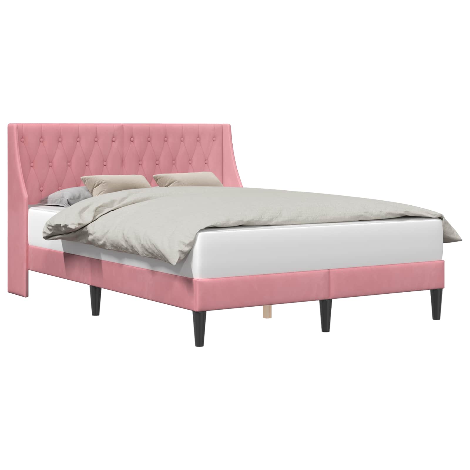 Bed Frame With Headboard Pink 140 X 200 Cm Velvet Vidaxl