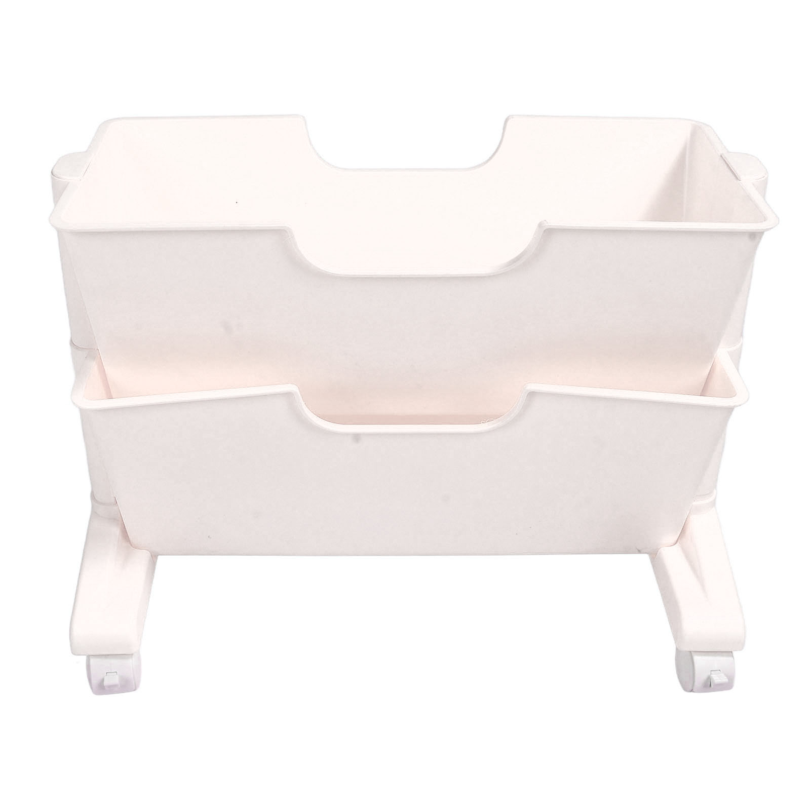 Chariot de rangement mobile double étagère, étagère amovible, 4 roulettes à 360°, blanc