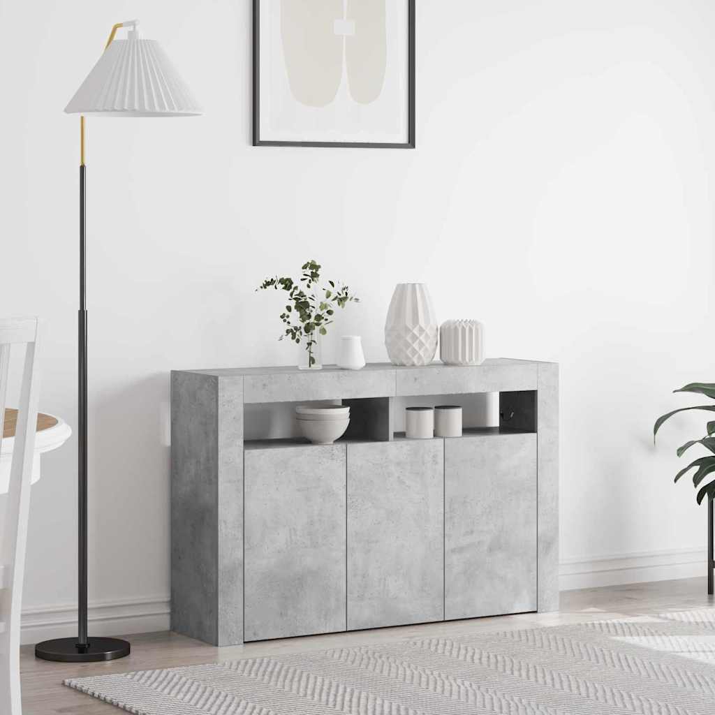 Buffet Gris Béton 116 X 30 X 75 Cm Bois D'Ingénierie Vidaxl